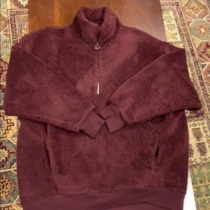 Express One Eleven Maroon Fuzzy Quarter Zip